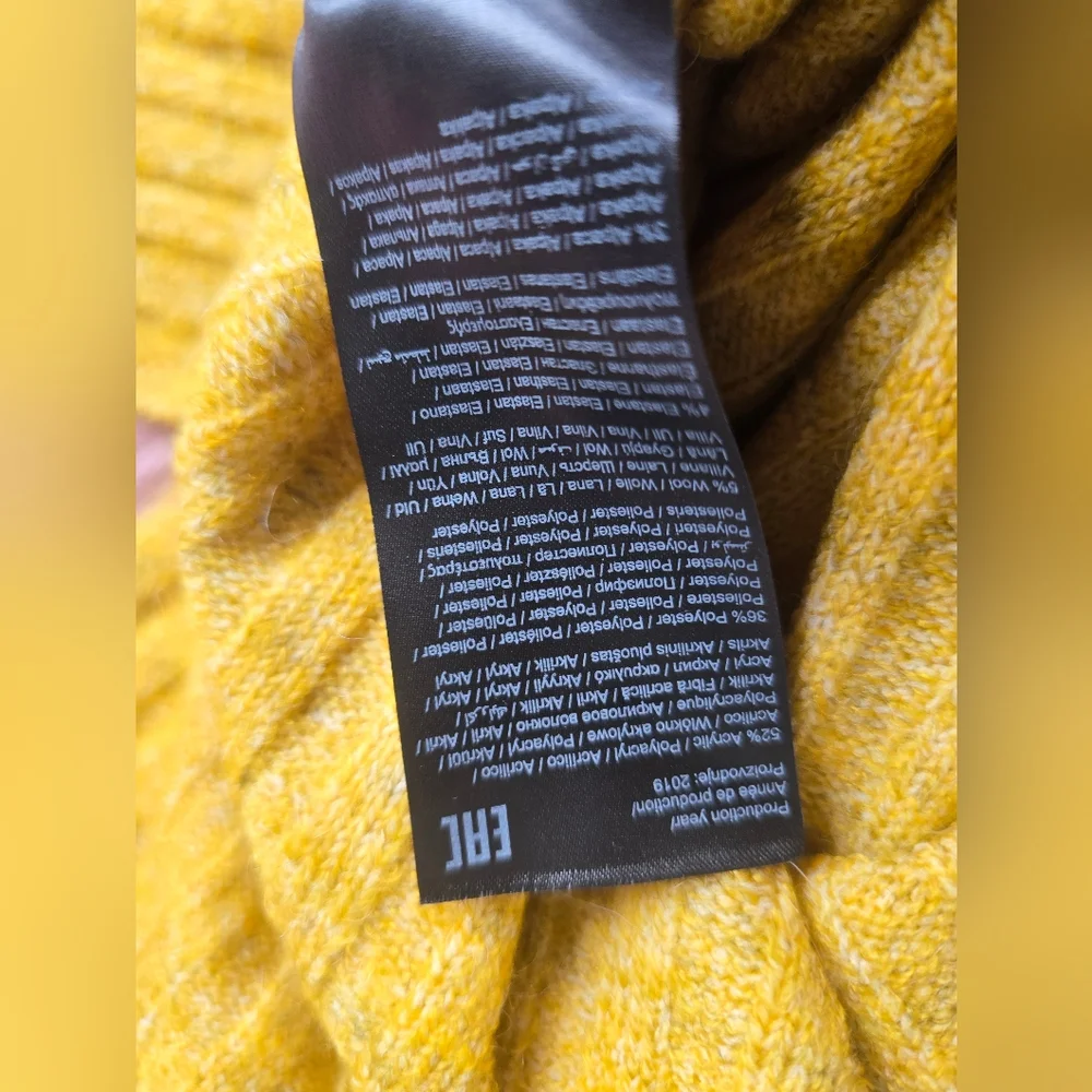 EVEREVE × PIECES Marled Yellow  Ribbed Knit Sweater Scandinavian Design S NWT